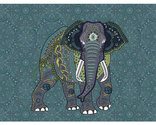 Papier peint panoramique intissé 38262-1 The Wall éléphant mandala style indien 7 pces 371 x 280 cm