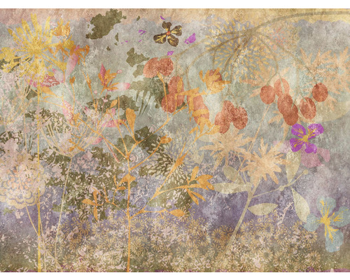 Papier peint panoramique intissé 38264-1 The Wall fleurs fresko rétro 7 pces 371 x 280 cm