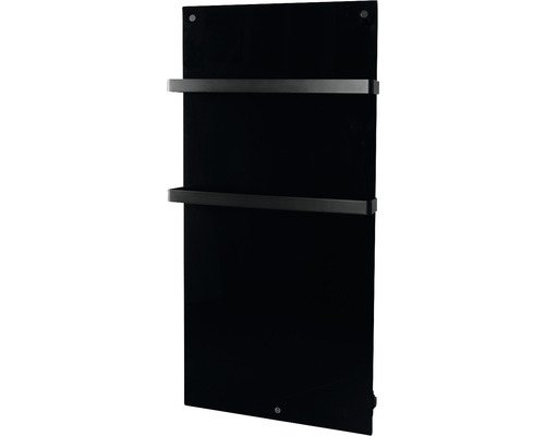 Schwarzer Handtuchwärmer mit zwei Handtuchhaltern