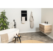 Infrarotheizung EUROM Sani 600 46,5 x 115 cm schwarz 600 W mit Wi-Fi und 2 Handtuchhaltern
