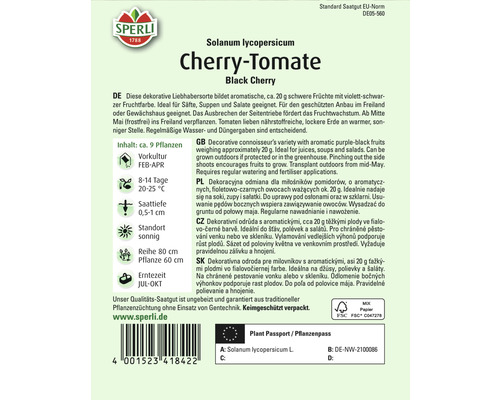Sperli Cherry Tomato Black Cherry Saatgutpackung