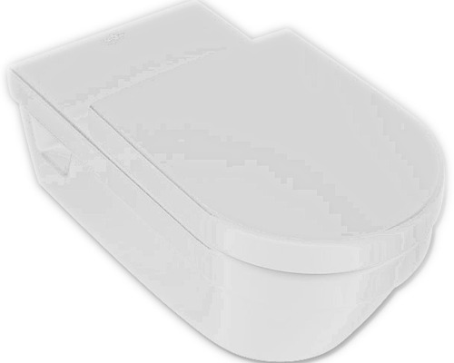 Weiße Wandtoilette mit geschlossenem Spülrand und integrierter Duschfunktion.