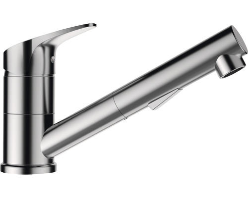 Robinet de cuisine avec douchette Schock Evinas finition acier inoxydable 577120 Robinet de cuisine avec bec