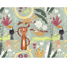 Illustration d''un motif de jungle avec des animaux et des plantes