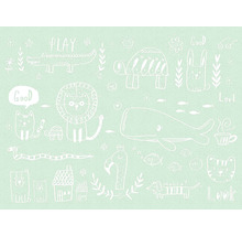 Illustration de divers animaux, dont un crocodile, une tortue, un lion, une baleine et un lapin