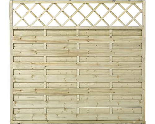 Élément principal PLUS Bergen avec treillis 180 x 165 cm traité en autoclave par imprégnation Clôture de jardin en bois avec motif losanges pour l''intimité