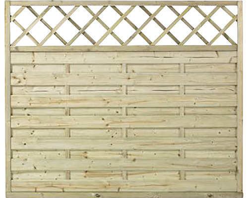 Élément principal PLUS Bergen avec treillis 180 x 150 cm traité en autoclave par imprégnation Clôture en bois avec planches horizontales et treillis