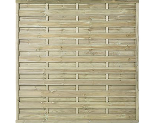 Sichtschutzelement aus Holz mit horizontalen Lamellen für den Garten