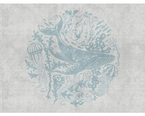 Papier peint panoramique intissé 38306-1 The Wall monde sous-marin baleine méduses et coraux 7 pces 371 x 280 cm