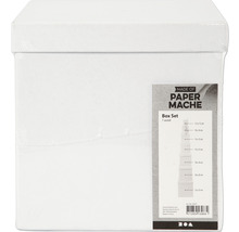 Set aus sieben Schachteln aus Pappmaché in verschiedenen Größen