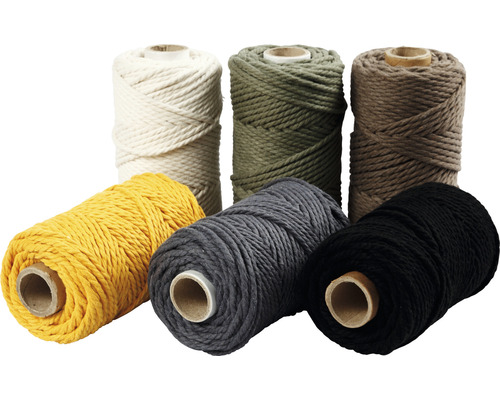 Corde pour macramé 4 mm, 6 rouleaux couleurs assorties Plusieurs rouleaux de fil macramé de différentes couleurs