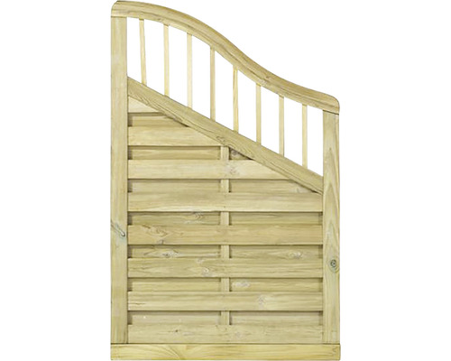 Élément de finition PLUS Rondo 90 x 142/104 cm traité en autoclave par imprégnation Portillon de jardin en bois avec lattes