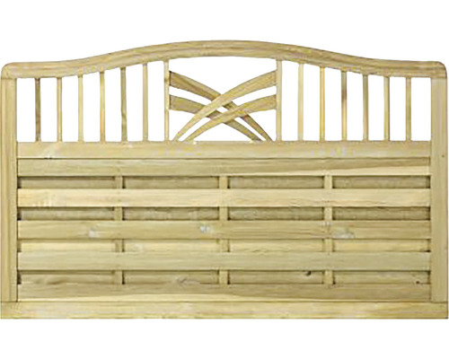 Clôture basse PLUS Rondo 180 x 104/112 cm traitée en autoclave par imprégnation Panneau de clôture en bois avec motif décoratif pour le jardin