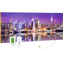 Chauffage infrarouge avec motif de la skyline de New York, thermostat et prise
