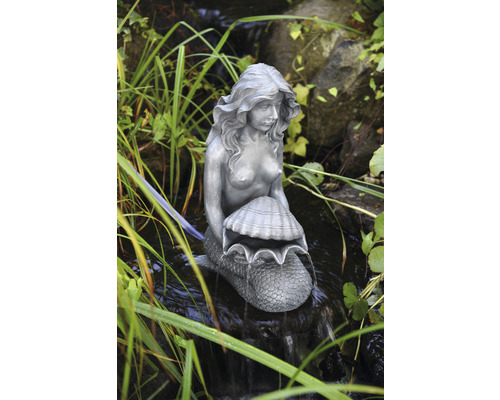 Figurine de bassin HEISSNER sirène avec coquillage 20 x 30 x 46 cm