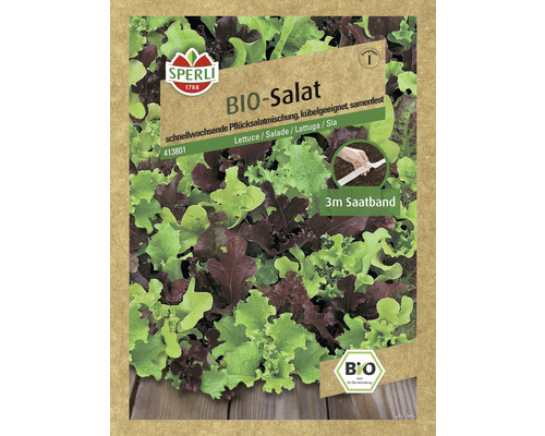 Laitue bio 'Mélange Babyleaf' Sperli Bio ruban de graines de salades de 3 m 2 variétés salade verte