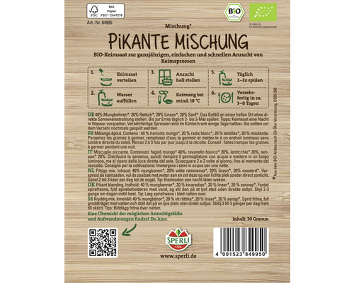 Sperli Mélange piquant Sachet de graines germées pour jeunes pousses