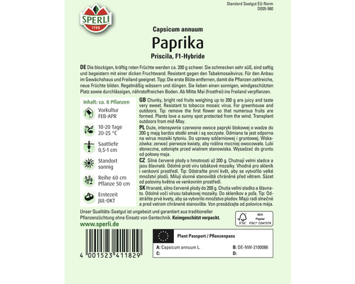 Samenpackung Paprika Priscila F1-Hybride