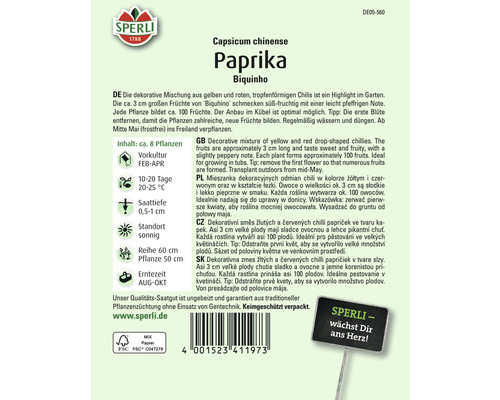 Samenpackung für Paprika Biquinho