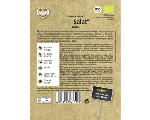 Sperli Bio-Salat Suzan Saatgutpackung