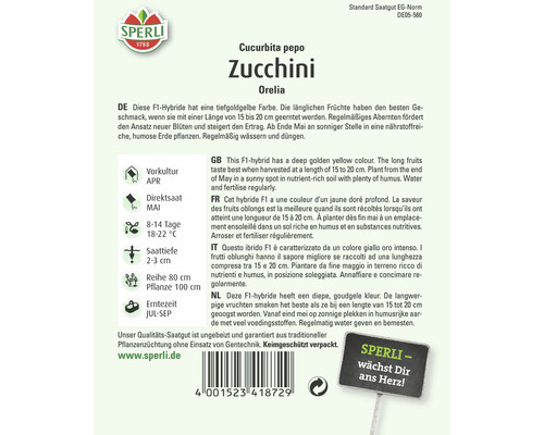 Paquet de graines de courgettes Sperli Orelia