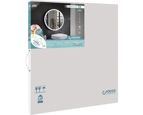 Emballage d''un miroir de salle de bain rond à LED de Focco