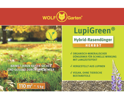 Herbst-Rasendnger WOLF-Garten LupiGreen 5 kg / 110 m  organisch-mineralischer Dnger - HORNBACH Luxemburg