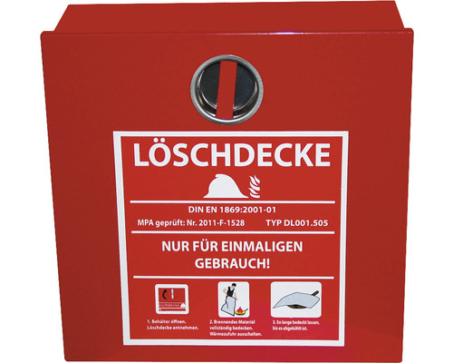 Conteneurs pour couvertures anti-feu 315x305 mm acier galvanisé rouge Couverture anti-feu à usage unique dans une boîte rouge