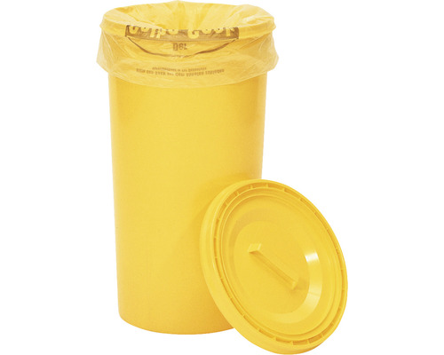 Conteneur à déchets avec couvercle plastique jaune 60 l