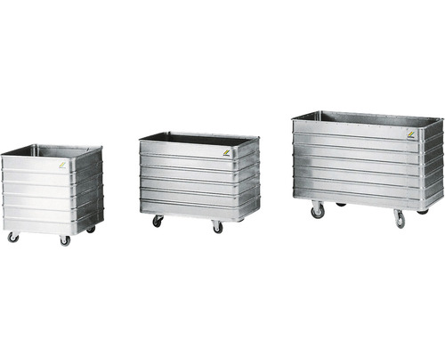 Trois chariots de transport en aluminium avec roulettes de différentes tailles