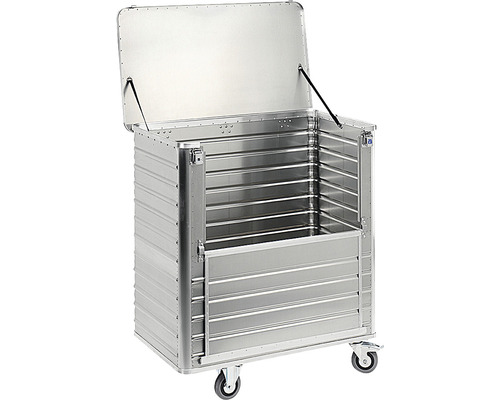 Aluminium Transportwagen mit Deckel und Rollen