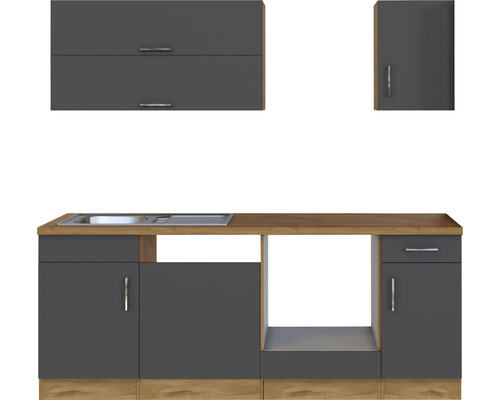 Komplette Küchenzeile mit Spüle, Unterschränken und Hängeschränken