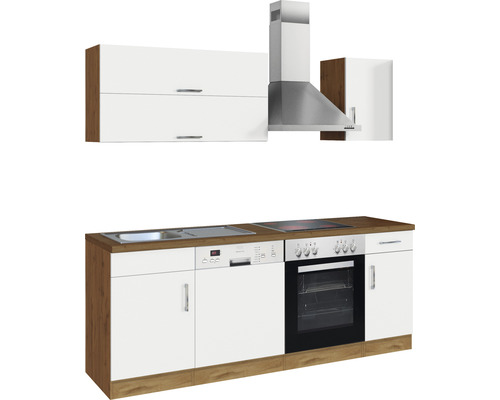 Held Möbel Küchenzeile mit Geräten Sorrento 210 cm weiß matt zerlegt Variante reversibel