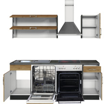 Cuisine complète avec appareils Held Möbel Sorrento 210 cm chêne mat démontée variante réversible 1003.6282