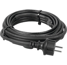 Schwarzes Elektrokabel mit Stecker, zusammengerollt