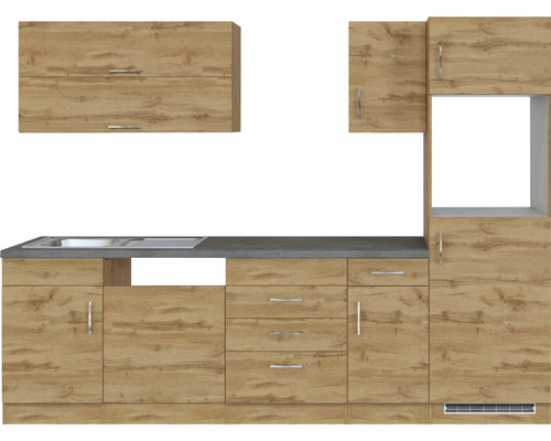 Küchenzeile mit Spüle, Schränken und Schubladen