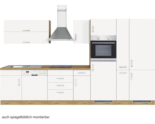 Komplette Küchenzeile mit Spüle, Geschirrspüler, Herd, Backofen und Dunstabzugshaube