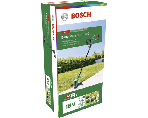 Verpackung des Bosch EasyGrassCut 18V-26 Akku Rasentrimmers