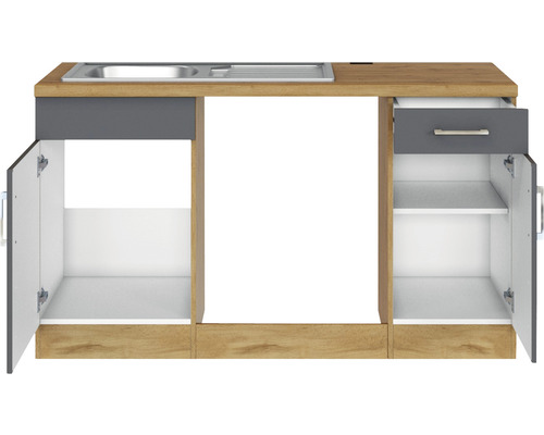 Spülenunterschrank mit offenem Stauraum, Schublade und Türen