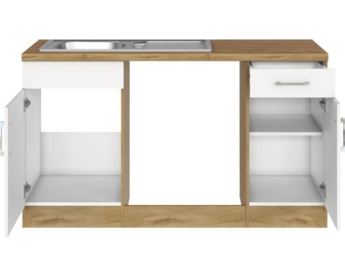 Küchenzeile mit Spüle, Schublade und Schrankfächern