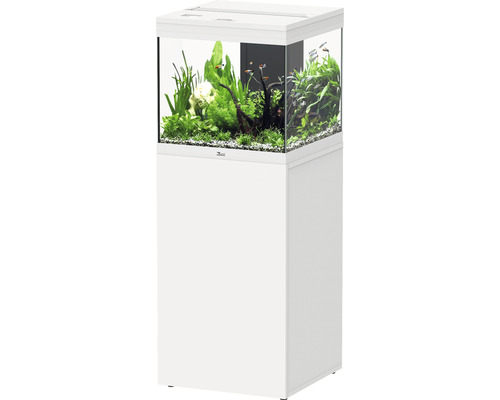 Aquariumkombination aquatlantis Aqua Tower 120 l, inklusive EASY LED 2.0 Beleuchtung, Innenfiltersystem, Heizer und Unterschrank weiß