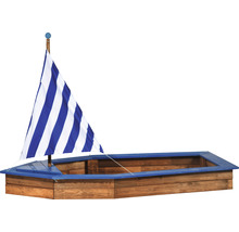 Bac à sable en forme de bateau avec voile