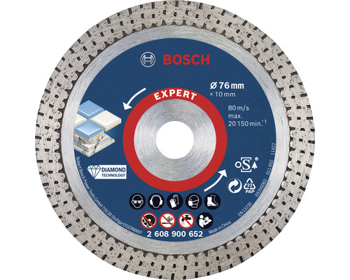 Bosch Professional Diamanttrennscheibe Expert HardCeramic Ø 76x10 mm für GWS12V-0