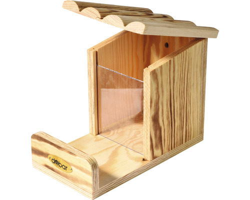 Mangeoire à oiseaux en bois avec fenêtre transparente