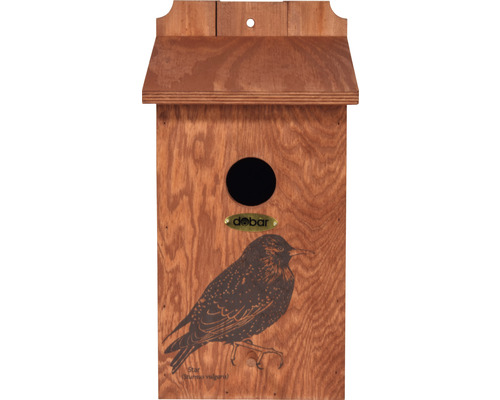 Nichoir en bois avec motif d''étourneau