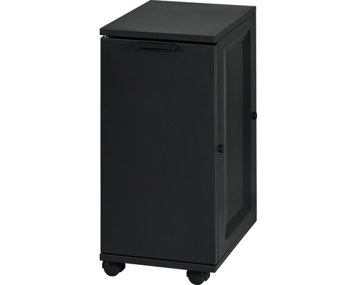 Rollcontainer aus Metall mit einer Schublade und einer Tür