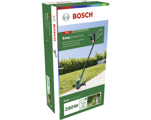 Verpackung des Bosch EasyGrassCut 23 Rasentrimmers mit Netzkabel