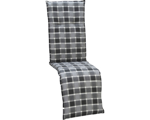 Galette d'assise pour chaise relax beo M650 50 x 171 cm coton polyester anthracite Coussin de chaise longue rembourré à carreaux