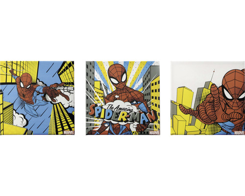 Leinwandbild Spiderman Retro 3er-Set 3x 30x30 cm