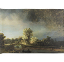 Gemälde einer Landschaft mit Brücke und Gewässer
